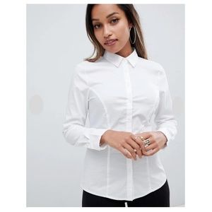 ASOS Petite Long Sleeve Button Down White NWT